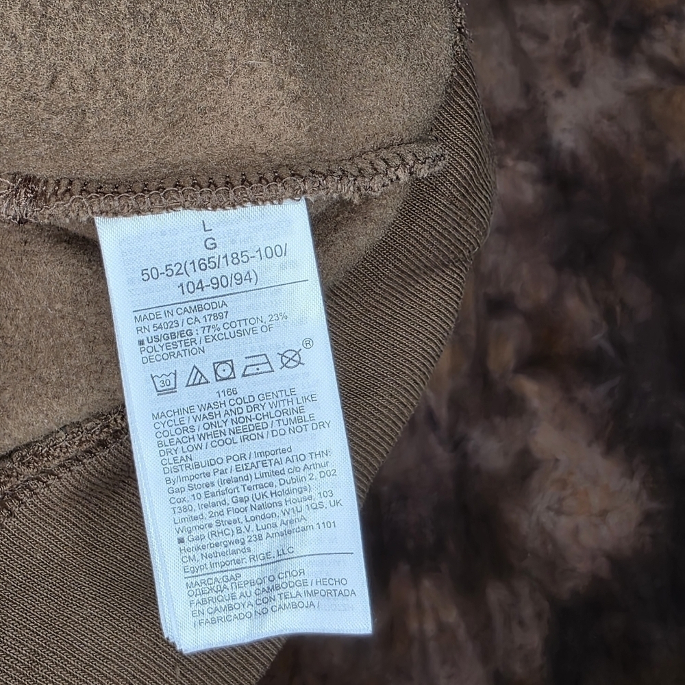 GAP Logo Hoodie Long Sleeve Kanga Pocket Brazen Brown Tan L - Picture 6 of 7